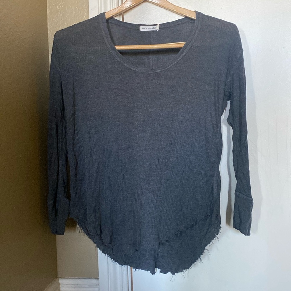 Rag & Bone/Jean Raw Hem Scoop 3/4 Sleeve Shirt